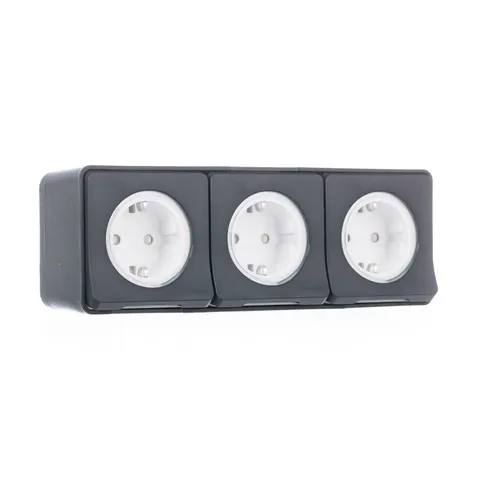 Клемма Schneider Electric Mureva, S, блок из трех розеток открытой устан, винтов., антрацит, IP55