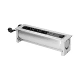 Блок розеточный встраиваемый 2хRJ45 кат. 5e UTP + HDMI + 2x2P+E со шторками, с электроприводом, кабель 2м, 3680вт, алюминий.