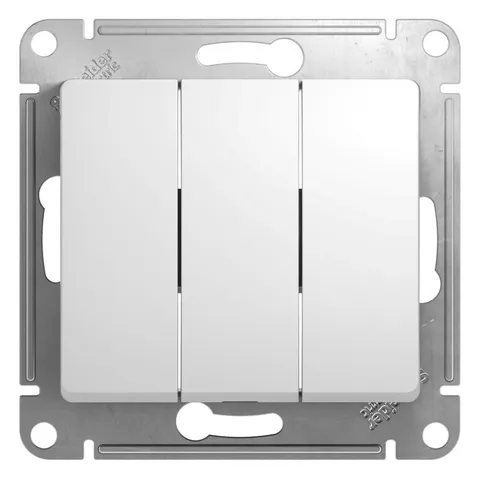 Выключатель Systeme Electric Glossa, 3-клавишный, схема 3, 10АХ, механизм, белый