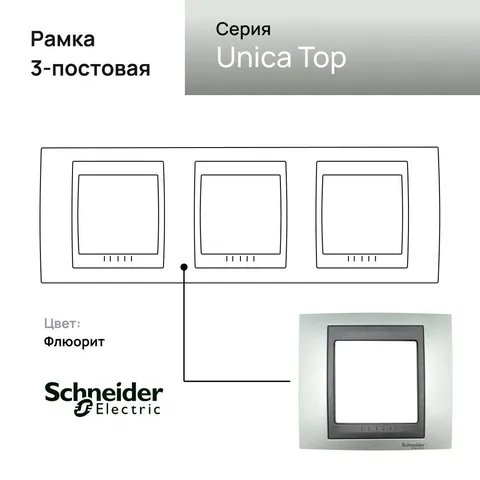 Рамка Schneider Electric Unica, Х3, флюорит/граф
