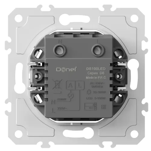 Светорегулятор поворотный Triac, LED 100 Вт (акт.нагрузка-макс. 300Вт), серия DB