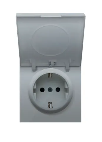 Накладка для розетки Schuko с крышкой, 16A 250 В~, алюминий, серия R98