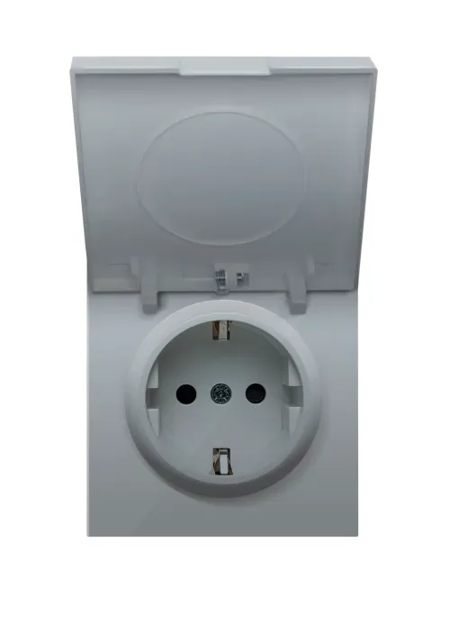 Накладка для розетки Schuko с крышкой, 16A 250 В~, алюминий, серия R98