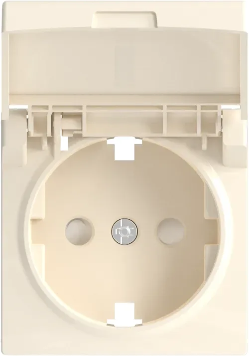 Накладка для розетки Schuko с заземлением, с крышкой, 16A 250 В~, глянцевый кремовый, серия A07