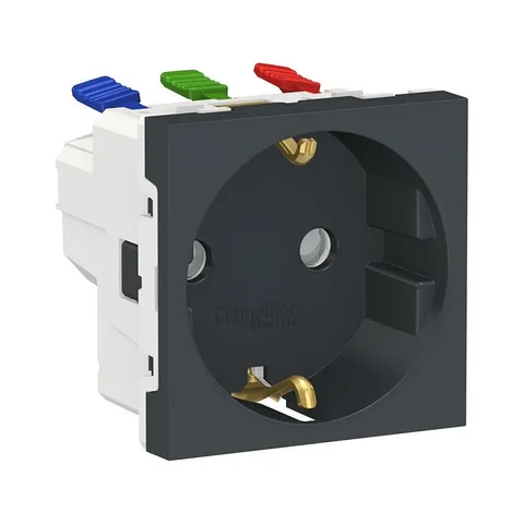 Розетка Schneider Electric Unica, MODULAR с зазем., со штор., с быстроз. клем., 16А 250В, 2мод антр