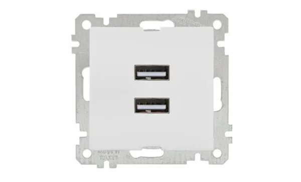 21 - Розетка 2xUSB Type A, белая