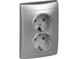 Розетка Schneider Electric Sedna, двойная с з/к без шт., алюм