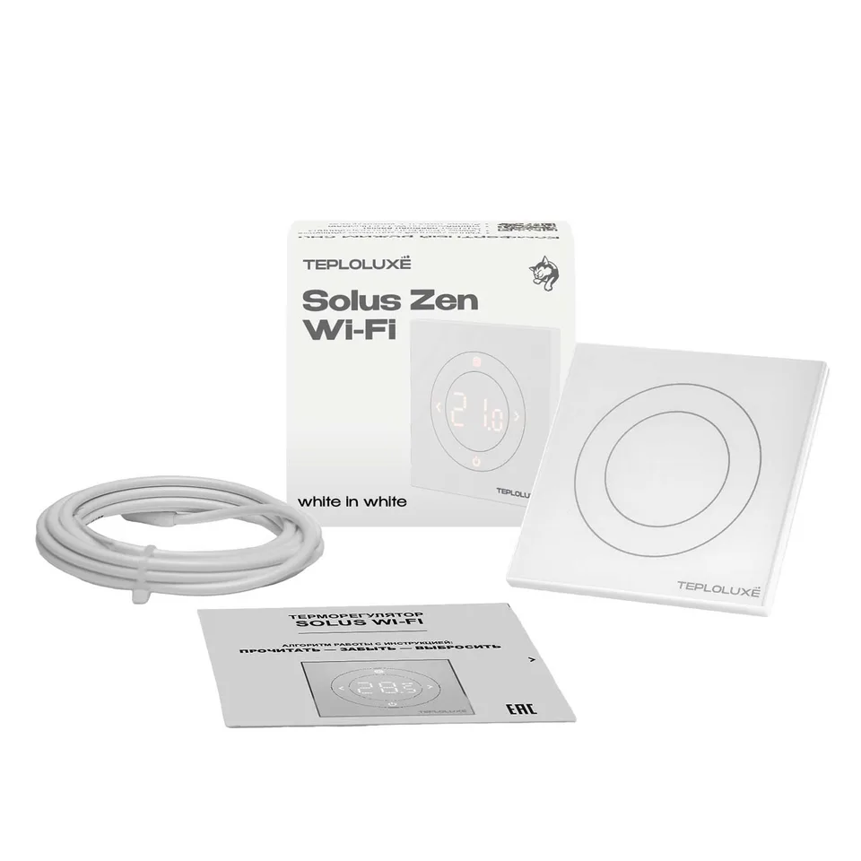 Терморегулятор электронный Теплолюкс Solus Zen Wi-Fi, белый с белой рамкой