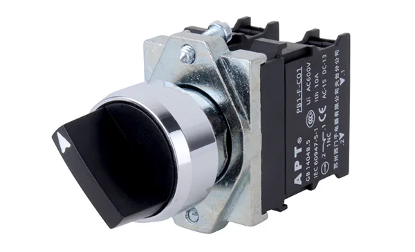 Переключатель PB1S, черный, 0-I, фиксация, 1NO, 6A 230VAC/24VDC, без подсветки, 22mm, IP65