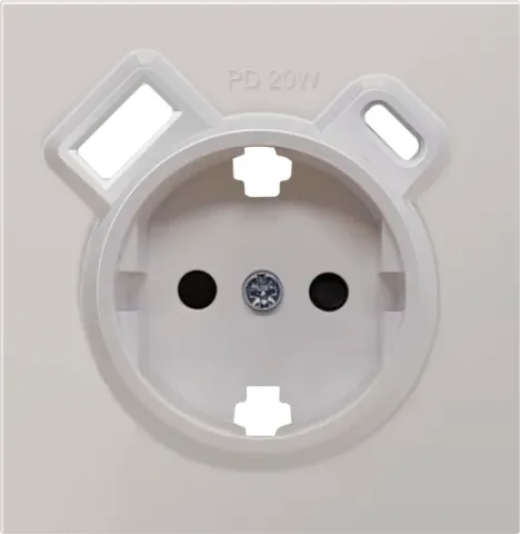 Накладка для розетки Schuko с зарядным устройством USB A+C, с защитными шторками, матовый кашемир, серия R98