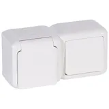 Quteo - Выключатель + Розетка 2P+E нем. стд. со шторками IP44 (белый)
