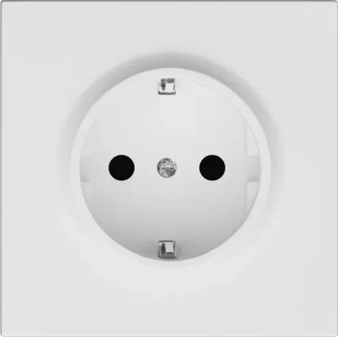 Накладка для розетки Schuko с заземлением со шторками 16A 250 В~, матовый белый, серия R98