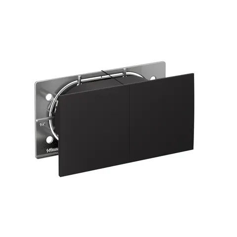 Розетка Systeme Electric AtlasDesign, двойная с заземл. со штор. со сдвиж. крыш., 16А, в сборе, карбон