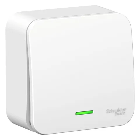 Выключатель Systeme Electric Blanca, открытой установки 1-клавишный переключатель (cх.6) с подсветкой изол. пл, 10А, 250B, белый