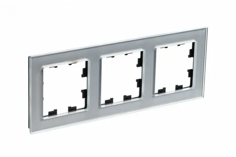 Рамка Systeme Electric AtlasDesign, 3-постовая, стекло алюминий