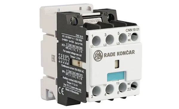 Контактор CNN 18 01 220/230V 50Hz, 3P, 18A/(30A по AC-1), 7.5kW(400VAC), 220/230VAC, 1NC