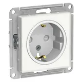 Розетка Systeme Electric AtlasDesign, с заземлением со шторками, 16А, механизм, белый