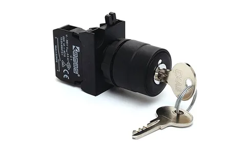 Переключатель с ключом CP, 0-I, фиксация, ключ выним. в 0 и I, 1NO, 4A 230V AC15, 22mm, IP65