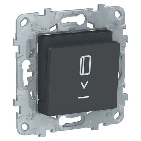 Выключатель Schneider Electric Unica, NEW карточный, с подсветкой, 10 А, антрацит