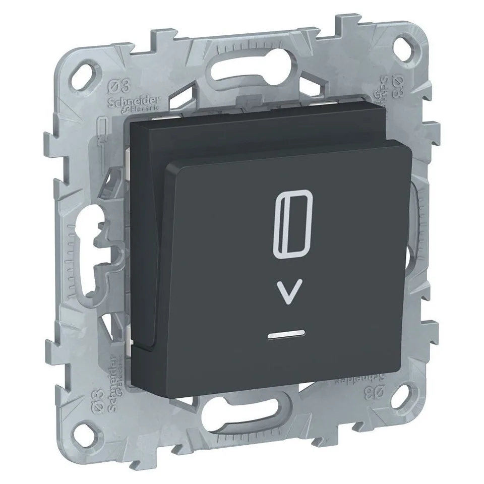 Выключатель Schneider Electric Unica, NEW карточный, с подсветкой, 10 А, антрацит