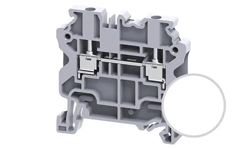 Клемма проходная CY2.5W /5x50mm, винтовая, 2 присоед., 2,5(max 4)mm2, 24A, 1000V, белая
