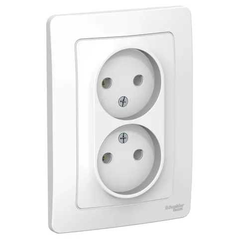 Розетка Systeme Electric Blanca, скрытой установки двойная без заземления без шторок, 16А, 250В, белый