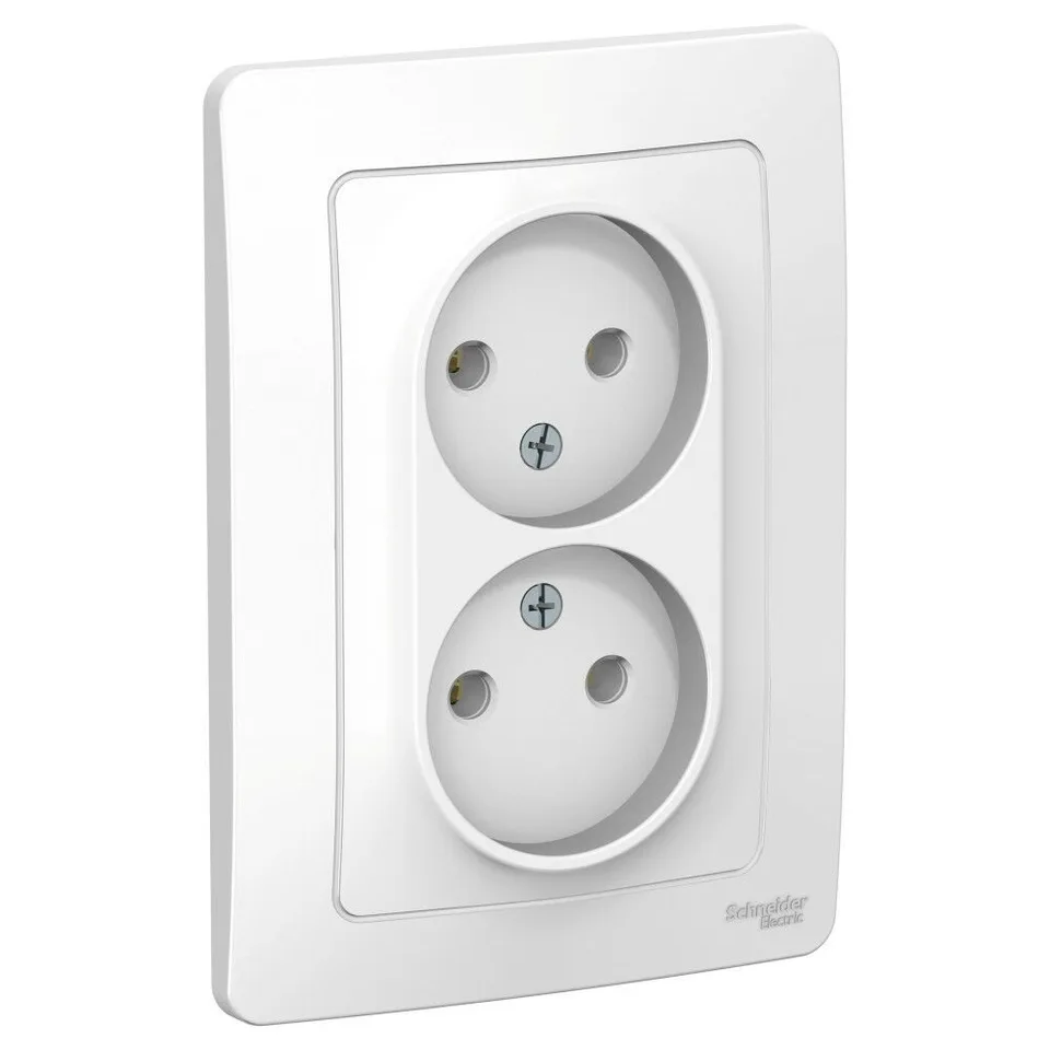 Розетка Systeme Electric Blanca, скрытой установки двойная без заземления без шторок, 16А, 250В, белый
