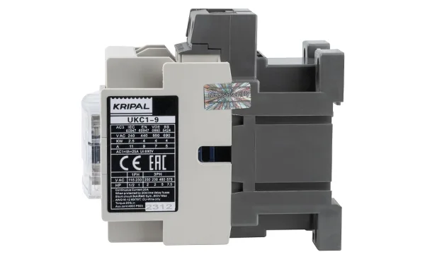 Контактор UKC1-9-11-230AC, 3P, 9A(AC-3), 25A(AC-1), 4kW(400VAC), Uк=230VAC, 1NO+1NC