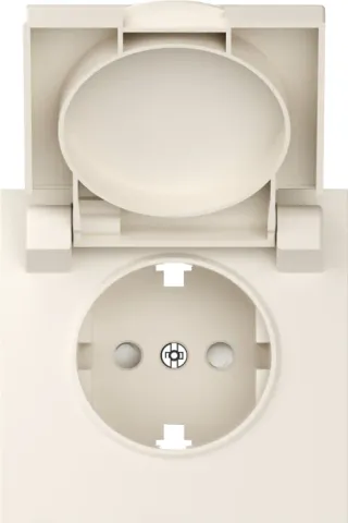Накладка для розетки Schuko с заземлением, с крышкой, 16A 250 В~, матовый кремовый, серия S08