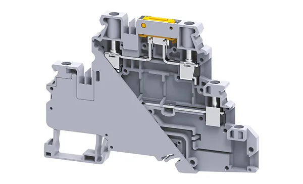 Клемма двухъярусная с ножевым размыкателем CYDLK4 /6x94,5mm, винтовая, 4 присоед., 4(max 6)mm2, 20/32A, 630V, серая