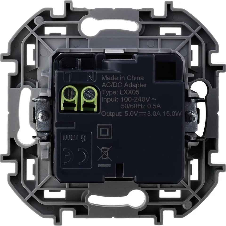Inspiria - Зарядное устройство с двумя USB-разъемами Type A + Type C, 3000mA, 5В (белый)