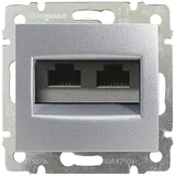Valena - Розетка 2хRJ-45 UTP CAT5E монтаж на захватах, алюминий