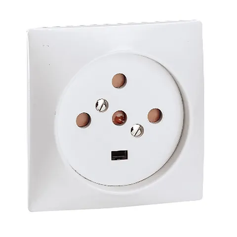 Розетка силовая 20A, 3P+N+E, 80х80мм, защ. шторки, сл. кость