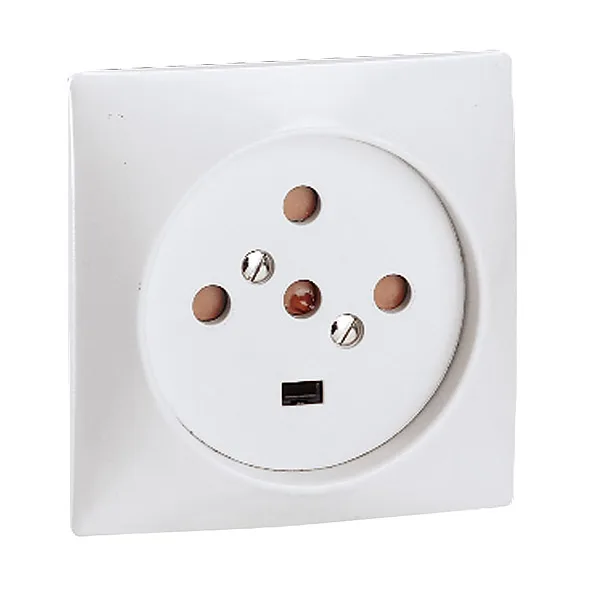 Розетка силовая 20A, 3P+N+E, 80х80мм, защ. шторки, сл. кость