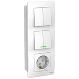 Блок Systeme Electric Blanca, скрытой установки : розет з/к шт 16А, 250В+выкл 2кл. с подсв+выкл 2кл. белый