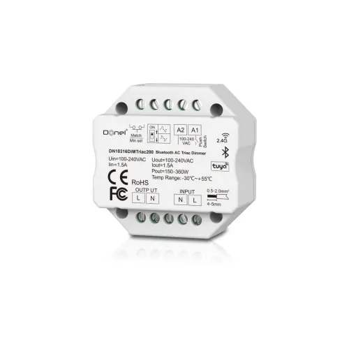Диммер Triac BT+RF+Push, AC 230В 1 канал.1.5А, макс.мощность LED 200Вт, Push-Dim