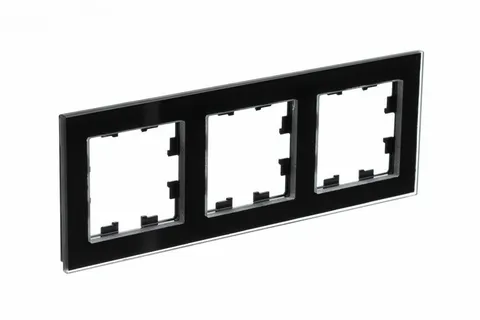Рамка Systeme Electric AtlasDesign, 3-постовая, стекло черный