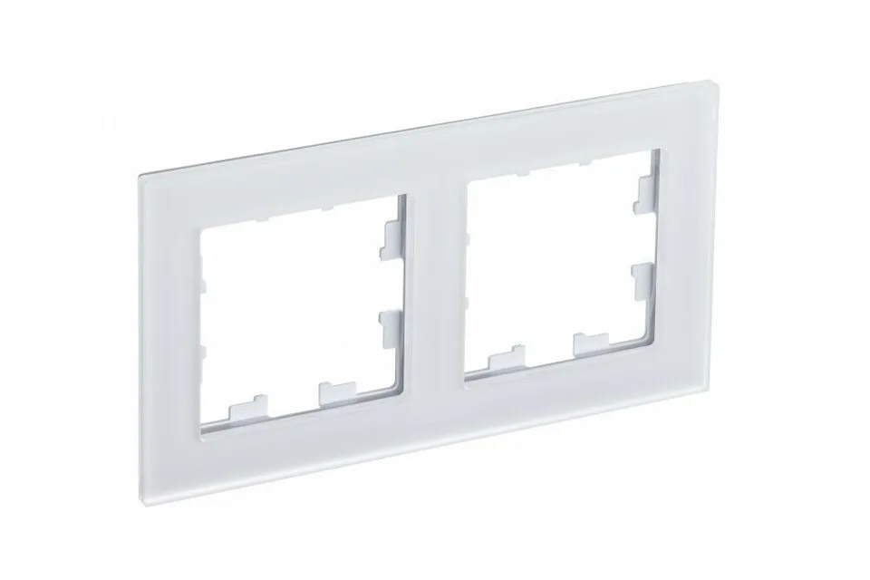 Рамка Systeme Electric AtlasDesign, 2-постовая, матовое стекло белый