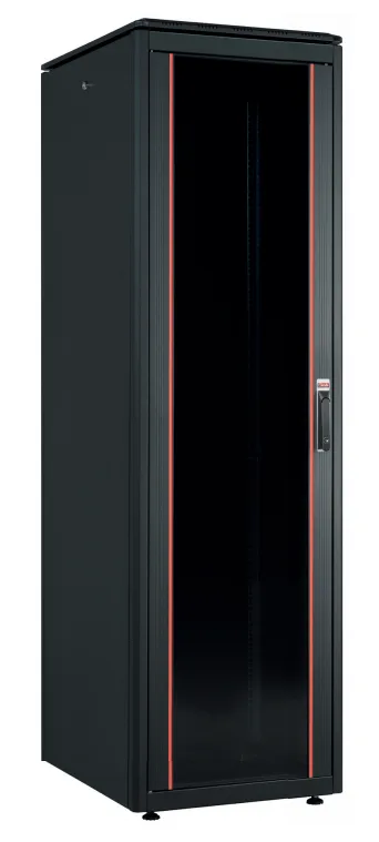 Щит телекоммуникационный 19", 42U, ВxШxГ 2053x600x800мм, DYNAmic 1000кг, напольный, перед. дверь стекло, задняя глухая металлич., черный