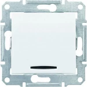 Выключатель Schneider Electric Sedna, выкл. с синей подсветкой, белый