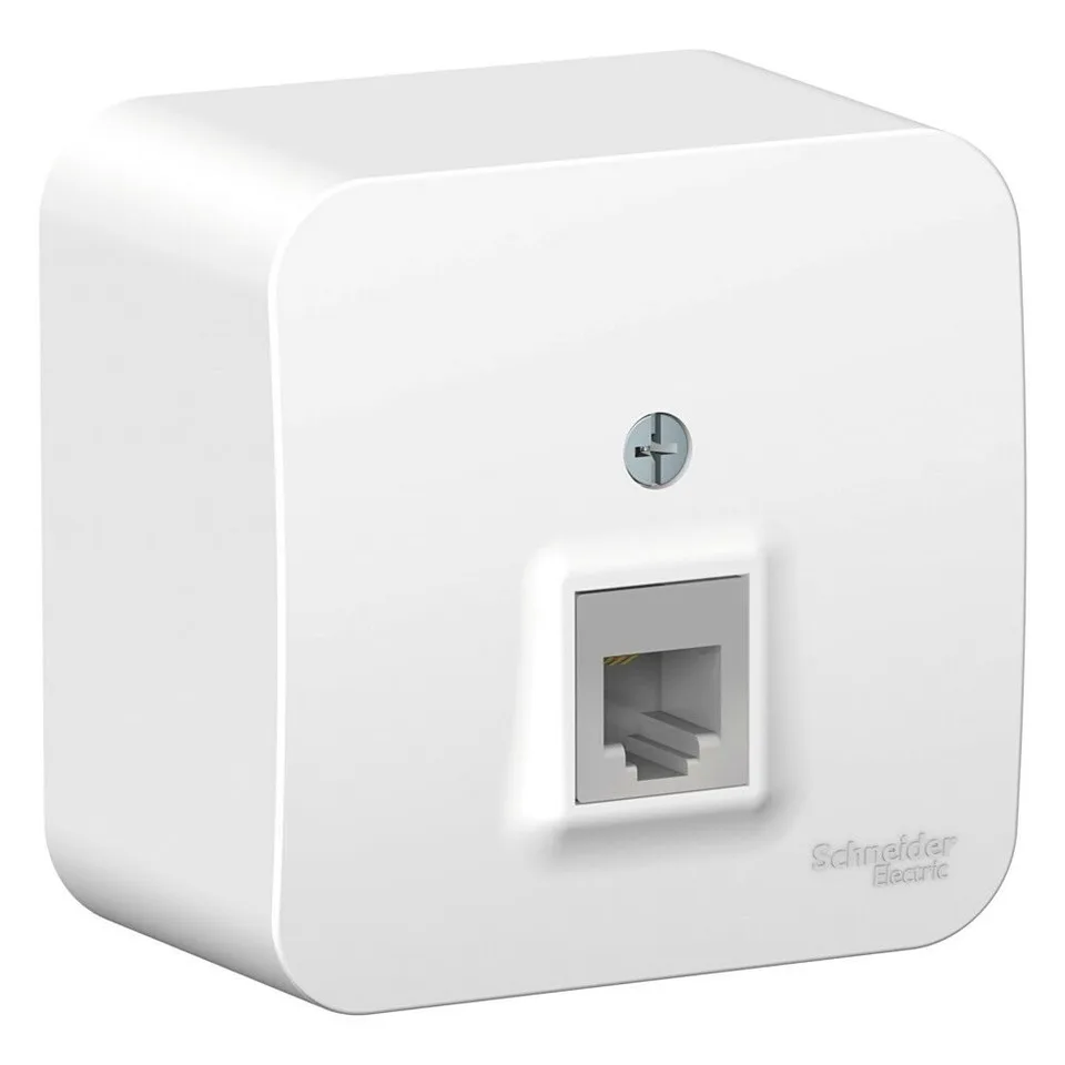 Розетка телефонная Systeme Electric Blanca, открытой установки RJ11 изол. пл., белый