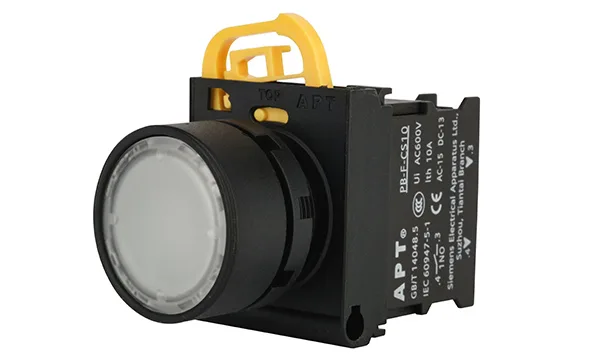Кнопка плоская PB3E, белая, с фиксацией, с подсветкой без LED, 1NO, 6A 230VAC/24VDC, 22mm, IP65
