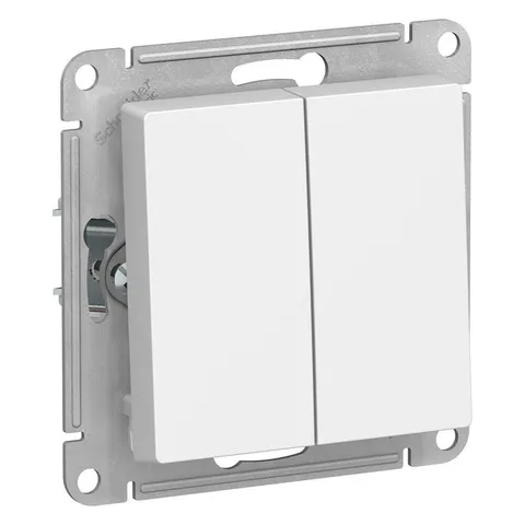 Выключатель Systeme Electric AtlasDesign, 2-клавишный с самовозвратом, схема 5, 10АХ, механизм, белый