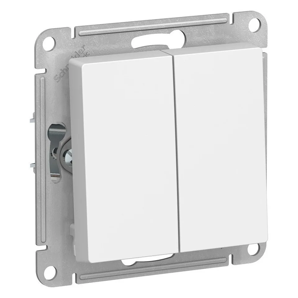 Выключатель Systeme Electric AtlasDesign, 2-клавишный с самовозвратом, схема 5, 10АХ, механизм, белый