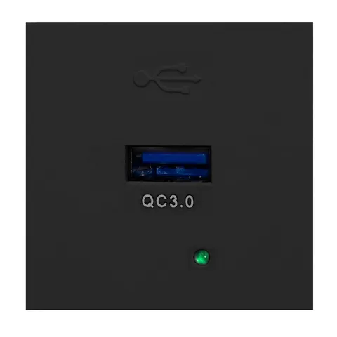 Noen - Розетка USB Type A,быстрая зарядка, 2М, 3A/5V, 2A/9V, 1,5A/12V, в комплекте с рамкой, черная