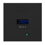 Noen - Розетка USB Type A,быстрая зарядка, 2М, 3A/5V, 2A/9V, 1,5A/12V, в комплекте с рамкой, черная