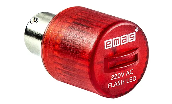Индикатор светодиодный BA15S, красный, мигающий свет, 220VAC