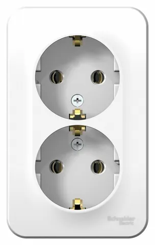 Розетка Systeme Electric Blanca, открытой установки двойная с заземл. без шт. изол. пл., 16А, 250В, белый