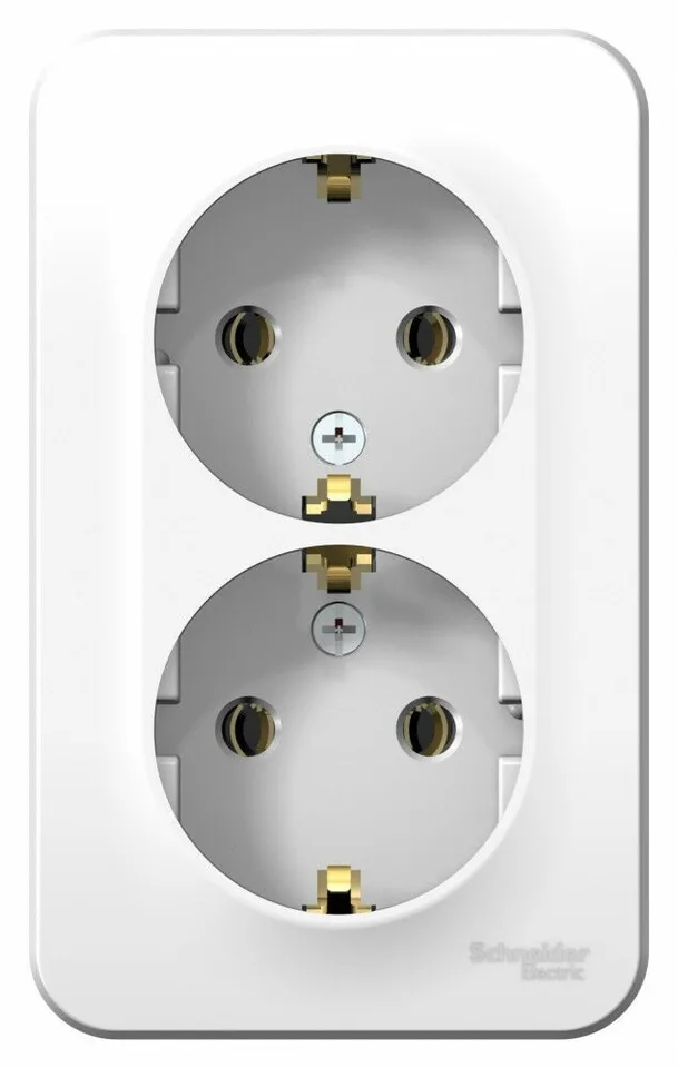 Розетка Systeme Electric Blanca, открытой установки двойная с заземл. без шт. изол. пл., 16А, 250В, белый