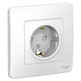 Розетка Systeme Electric Blanca, скрытой установки с заземлением со шторками, 16А, 250В, белый